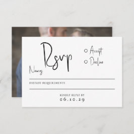 Modernes Minimal-Script-Typografie-Foto Hochzeit RSVP Karte
