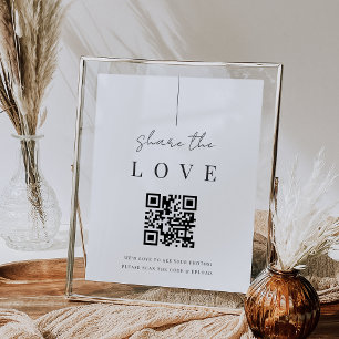Modernes Minimal-Script-Wedding-Foto QR-Code-Zeich Poster