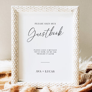 Modernes Minimal Script Wedding Gästebuch-Zeichen Poster