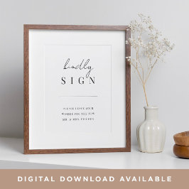 Modernes Minimal Script Wedding Gästebuch-Zeichen Poster