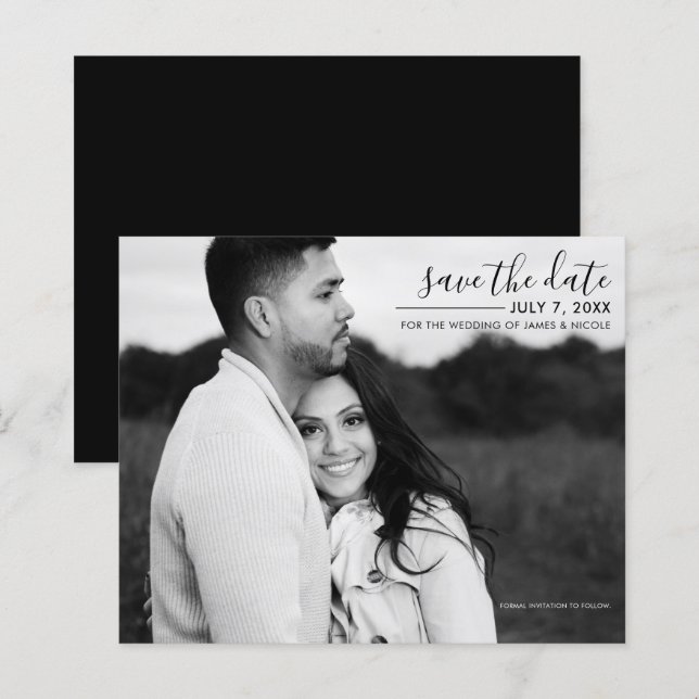 Modernes Minimal Sleek Picture Foto Save the Date (Vorne/Hinten)
