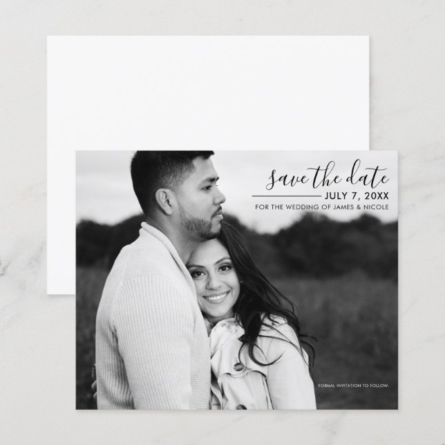 Modernes Minimal Sleek Picture Foto Save the Date (Vorne/Hinten)