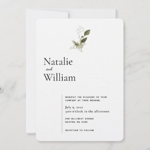 Modernes Minimal Spring Greenerity Wedding Einladung