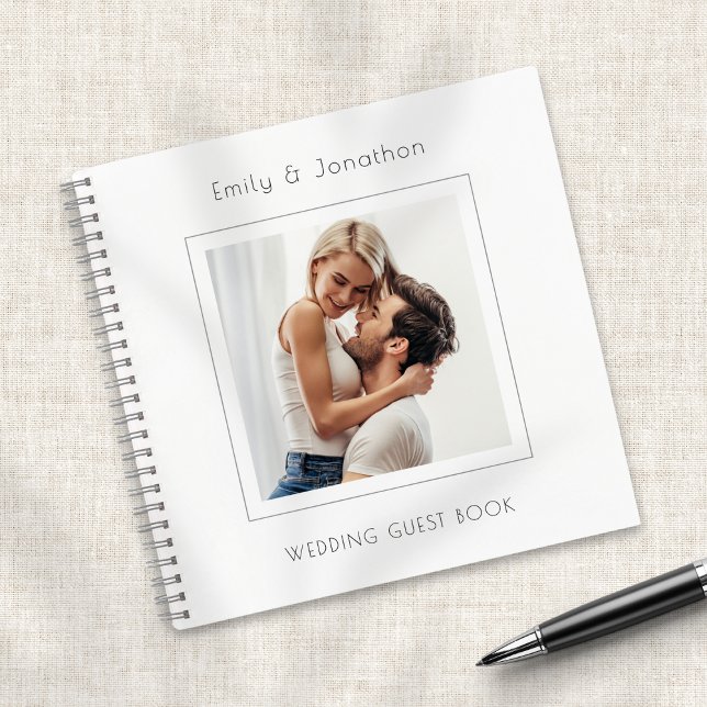 Modernes Minimal Square Foto Wedding Guest Book Notizbuch (Von Creator hochgeladen)