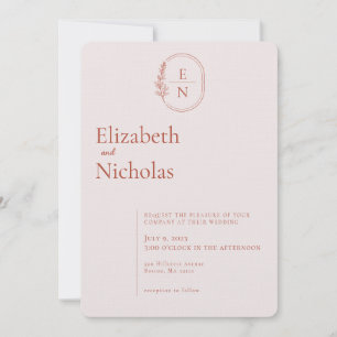 Modernes Minimal Terracotta & Blush Wedding Einladung