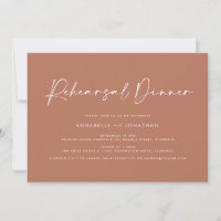 Modernes Minimal Terracotta Hochzeit Probe Dinner