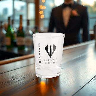 Modernes Minimal Trauzeuge Name Wedding Party Gesc Schnapsglas