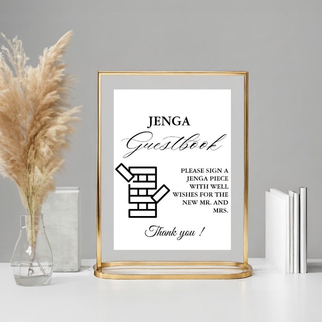 Modernes Minimal Wedding Jenga Game Gästebuchzeich Poster (Von Creator hochgeladen)