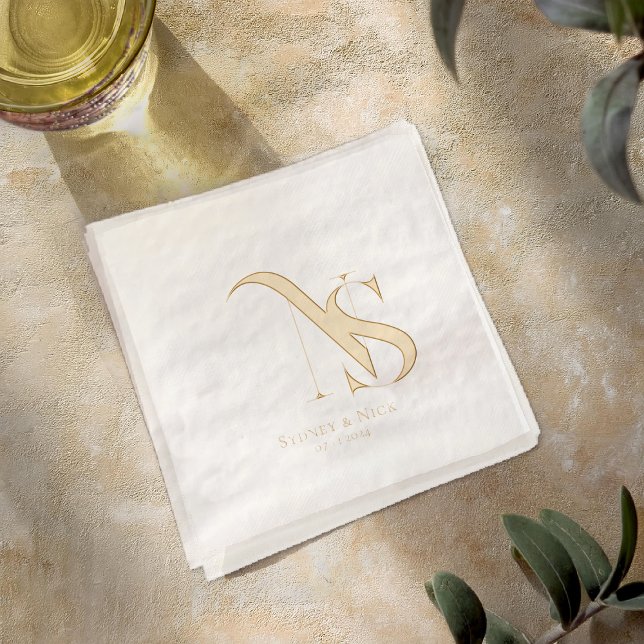 Modernes Minimal | Wedding Monogram Napkins Servietten Mit Folie (Von Creator hochgeladen)