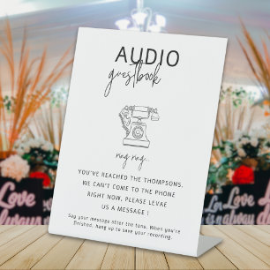 Modernes Minimal Wedding Telefon Audio Gästebuch Sockelschild