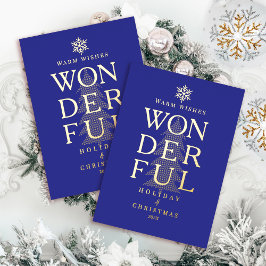 Modernes Minimal wunderbarer Weihnachtsfest Blue Folien Feiertagskarte