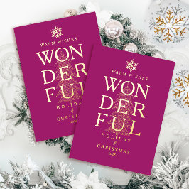 Modernes Minimal wunderbarer Weihnachtsfest Rot Folien Feiertagskarte