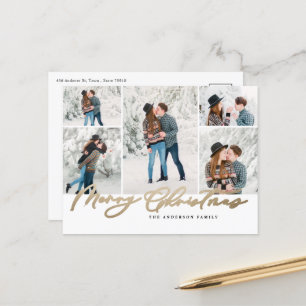 Modernes, minimales 5 Foto Weihnachtsgeschenk Feiertagspostkarte