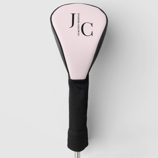Modernes, minimales Berufliches Monogramm Rosa Golf Headcover (Vorderseite)