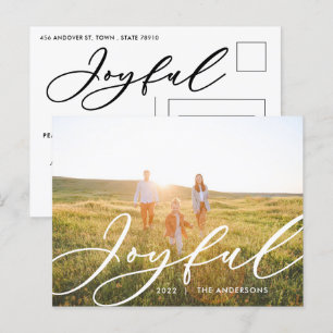 Modernes, minimales Blatt 1 Foto Drehbuch elegante Feiertagspostkarte