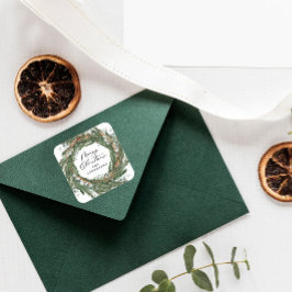 Modernes, minimales Blattwerk im Winter Quadratischer Aufkleber