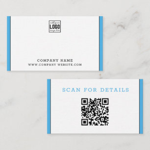 Modernes minimales blaues Rahmen-Geschäftslogo-QR- Visitenkarte