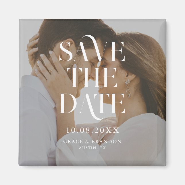 Modernes, minimales Chic-Foto-Hochzeit retten das  Magnet (Vorne)