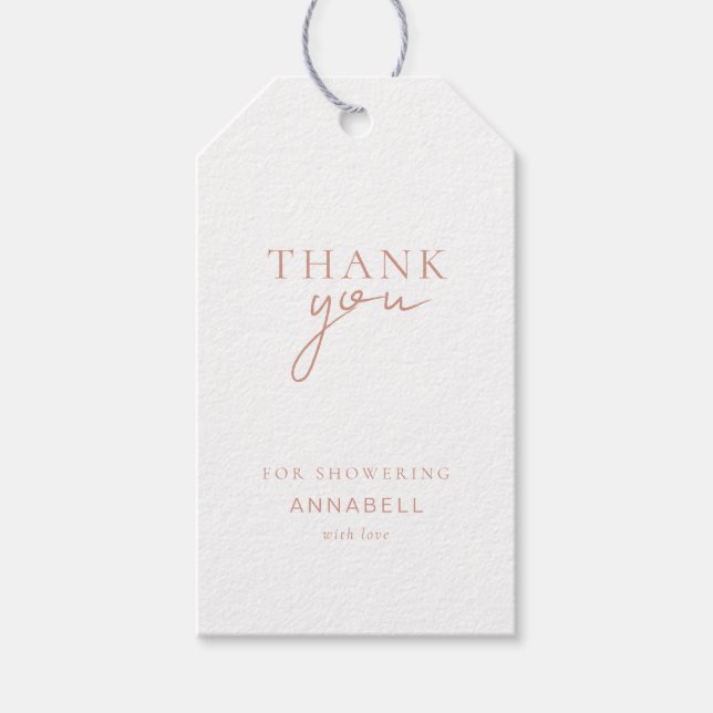 Modernes, minimales "DANK YOU"-Brautparty Geschenkanhänger (Vorderseite)
