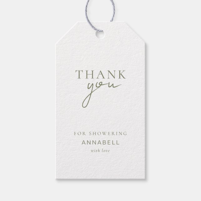 Modernes, minimales "DANK YOU"-Brautparty Geschenkanhänger (Vorderseite)