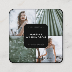 Modernes minimales des eleganten schwarzen quadratische visitenkarte