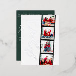 Modernes, minimales Drehbuch-Multi-Foto Weihnachts Folien Feiertagspostkarte<br><div class="desc">Modernes minimales Drehbuch Multi Foto Weihnachtsgrün Retro-Design. Elegantes,  echtes Gold,  Silber und Rose Goldfolie-Design.</div>