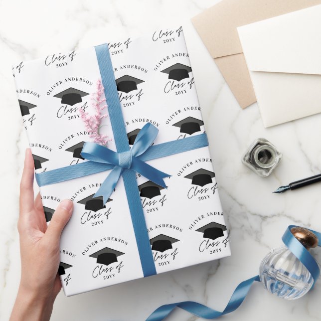 Modernes, minimales, elegantes Foto Abschluss wrap Geschenkpapier (Schenken)