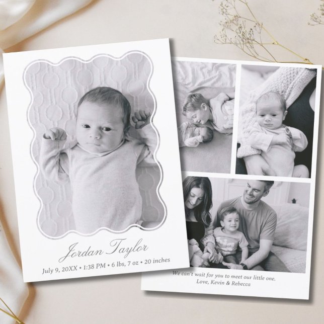 Modernes, minimales, elegantes Geschlecht neutrale Ankündigung (Modern Minimal Elegant Gender Neutral Newborn Baby Announcement)