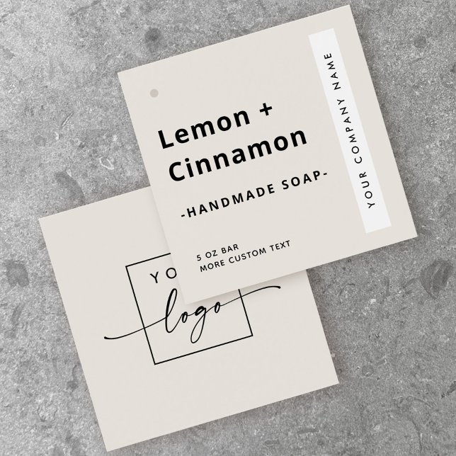 Modernes, minimales Etikett mit hellbraunem Quadra (Von Creator hochgeladen)