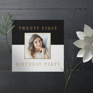 Modernes minimales Foto 21. Geburtstag Einladung