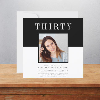 Modernes minimales Foto 30. Geburtstag Einladung