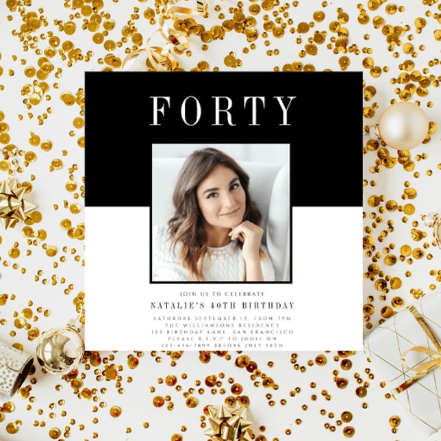 Modernes minimales Foto 40. Geburtstag Einladung (Von Creator hochgeladen)