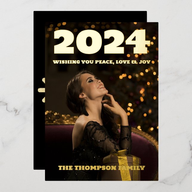 Modernes minimales Foto Folien Feiertagskarte (Vorderseite/Rückseite)