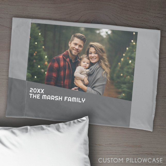 Modernes Minimales Foto mit Diagonal-Farbblock Kissenbezug (Custom Pillowcase with Photo Collage)