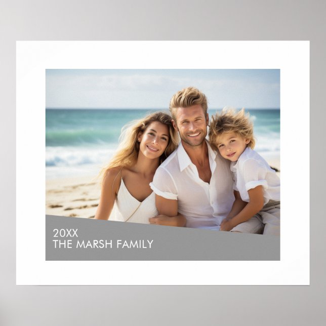 Modernes Minimales Foto mit Diagonal-Farbblock Poster (Vorne)