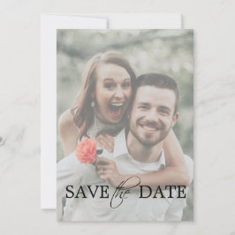 Modernes Minimales Foto Schwarz-weiß Hochzeit Save The Date