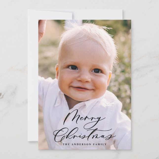 Modernes, minimales Foto Weihnachtsgeschenk Feiertagskarte (Vorderseite)