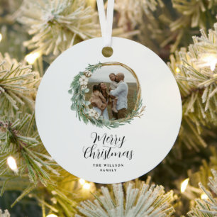 Modernes, minimales Foto Weihnachtsgeschenk Ornament Aus Metall
