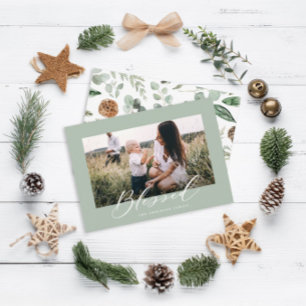 Modernes, minimales Foto Weihnachtsschrift gesegne Feiertagskarte