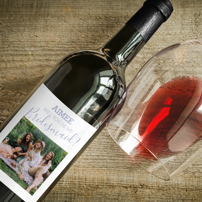 Modernes Minimales Foto | Werden Sie meine Bridesm Weinetikett (Von Creator hochgeladen)