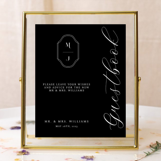 Modernes & minimales Gästebuch-Script Monogramm Sc Poster (Von Creator hochgeladen)