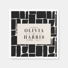 Modernes, minimales grafisches Schwarzweiß-Gastges Serviette