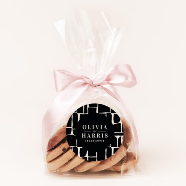 Modernes, minimales grafisches Schwarzweiß-Party Runder Aufkleber (Von Creator hochgeladen)