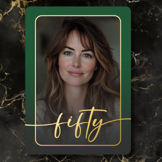 Modernes minimales grünes Foto 50. Geburtstag Folieneinladung