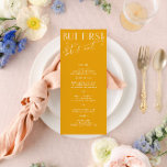 Modernes, minimales, hellgelbes Menü für Hochzeits Menükarte<br><div class="desc">Konzipiert für die "Bright" Wedding Invitation Collection. Klicken Sie auf "Details", um Details zu ändern. Um den Text zu verschieben oder die Größe, den Schriftart oder die Farbe zu ändern, klicken Sie auf "Bearbeiten mit dem Entwurfstool". Sehen Sie sich den Sammellink auf dieser Seite an, um alle passenden Elemente in...</div>