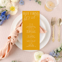 Modernes, minimales, hellgelbes Menü für Hochzeits
