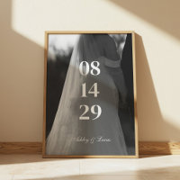 Modernes Minimales Hochzeitdatum Schwarzes und Wei