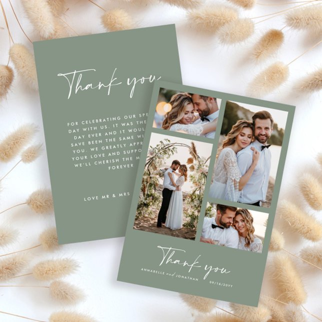 Modernes minimales Hochzeitsszenario-Foto dank Grü Einladung (Von Creator hochgeladen)