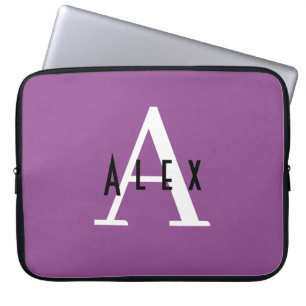 Modernes minimales Lila Initial + Name Monogramm Laptopschutzhülle