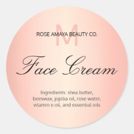 Modernes minimales Monogramm-Hautpflegeletikett Runder Aufkleber